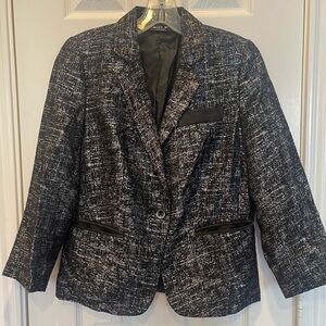 Allen B Schwartz Black Metallic Silver Blazer Sz Small
